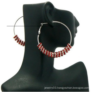 2013 Hottest Wholesale Fashion Basketball Wives Earrings 8mm Stone Wheel 5cm Hoop Earrings BWE61